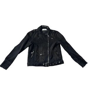 One Teaspoon Denim Black Moto Jacket Size XXS Distressed